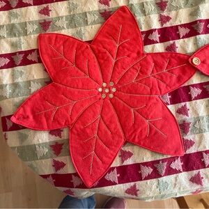 Red Poinsettia Table Mat
